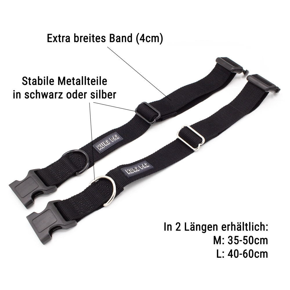 Extra breites Hundehalsband, schwarz