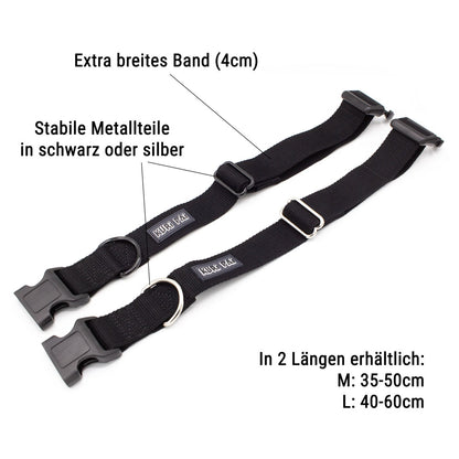 Extra breites Hundehalsband, schwarz