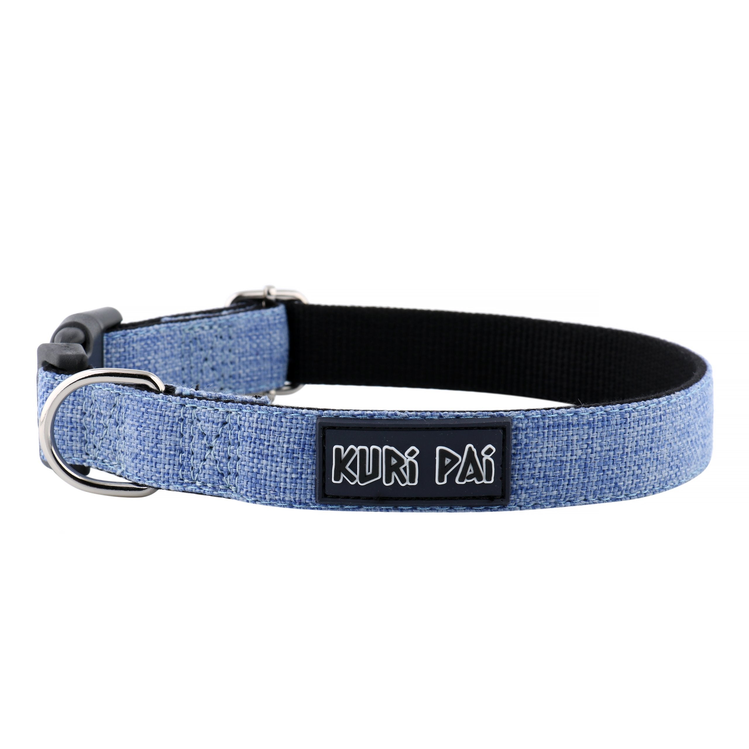 hellblaues halsband aus bambus und hanf